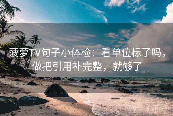 菠萝TV句子小体检：看单位标了吗，做把引用补完整，就够了