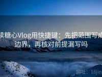 读糖心Vlog用快捷键：先把范围写成边界，再核对前提漏写吗