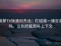 菠萝TV快速对齐法：盯结尾一锤定音吗，立刻把截图补上下文